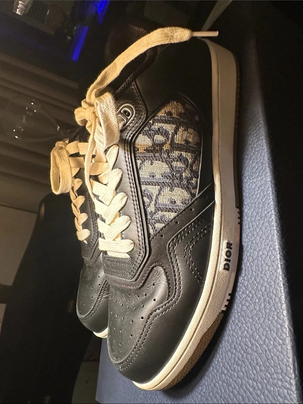Dior Men's Black Sneakers with Cream Accents - Picture 2 of 4